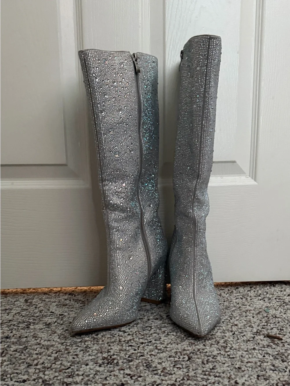 Amazon Silver Rhinestone Over-the-Knee Boots